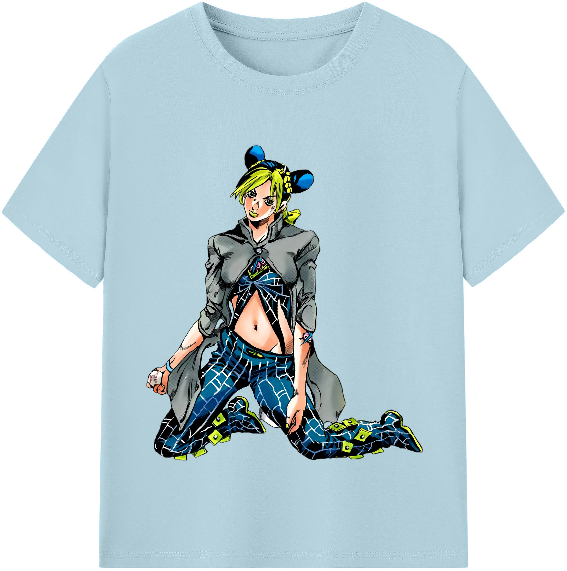 （画像用） "ジョジョの奇妙な冒険 くうじょう ジョリーン JoJo's Bizarre Adventure Jolyne Cujoh " 綿100％半袖Tシャツ（フロントプリント）